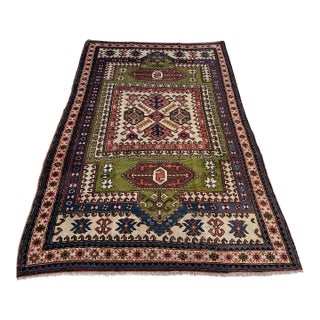 Caucasian Bordjalou Kazak Hand-Knotted Wool Rug - 5'2" X 8'0" For Sale