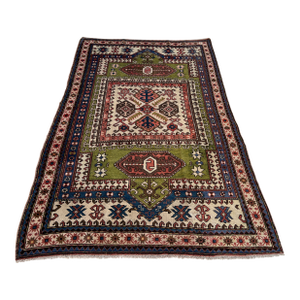 Caucasian Bordjalou Kazak Hand-Knotted Wool Rug - 5'2" X 8'0"