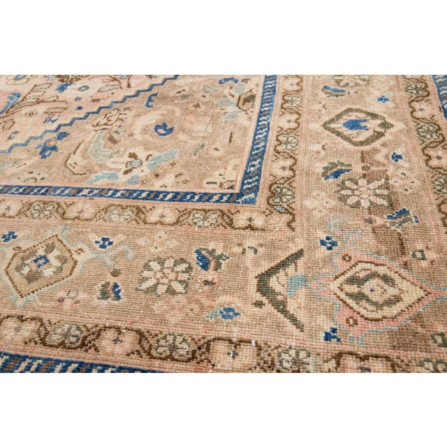 Textile Handmade Persian Mahal Peach Wool Rug Featuring an Allover Floral Motif For Sale - Image 7 of 9