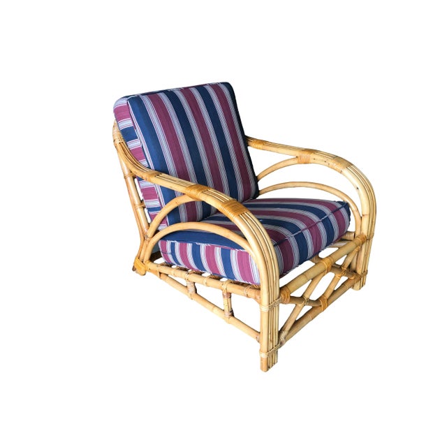 Yellow 1940s Restored Vintage Three-Strand "1940s Transition" Rattan Lounge For Sale - Image 8 of 8