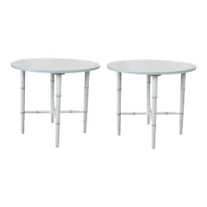 Pair of Faux Bamboo Leg Coffee Table/Sofa Side Tables.