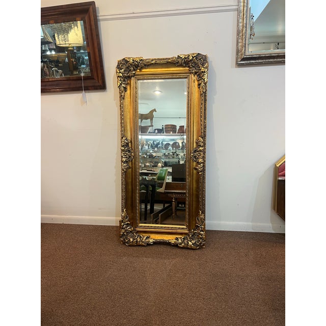Glass Large Gold Roccoco Italian Style Vintage Mirror For Sale - Image 7 of 9