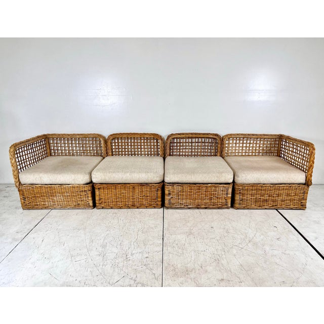 Vintage Woven Rattan Sectional Sofa For Sale - Image 11 of 12