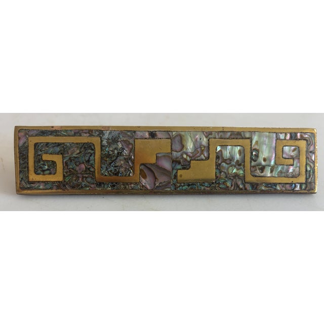 1950s 6 Brass Inlay Cabinet Pulls in the Style of Los Castillo For Sale - Image 12 of 13