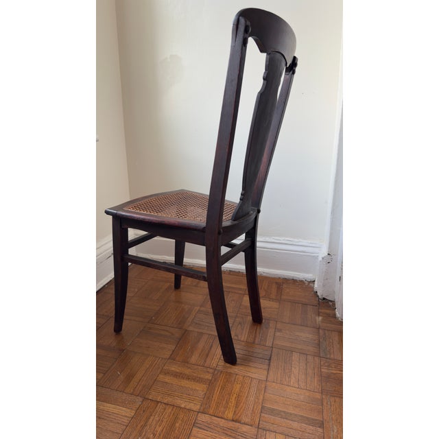 Wood Late 19th Century Mission Armless Side Chair With Cane Seat For Sale - Image 7 of 13