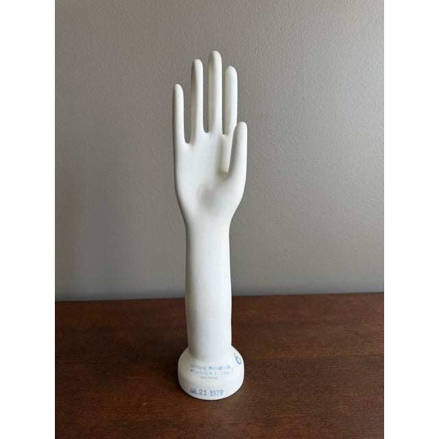 Vintage porcelain / ceramic glove mold. Interesting decor piece, can also be used to display jewelry. Surface is a matte...