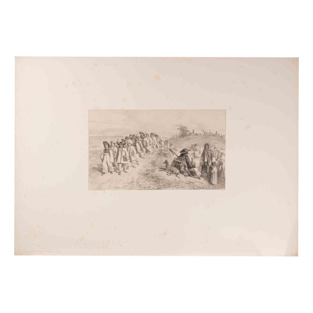 Auguste Raffet, Kyrgyz-Tatar Children at School, 1800s, Lithograph For Sale