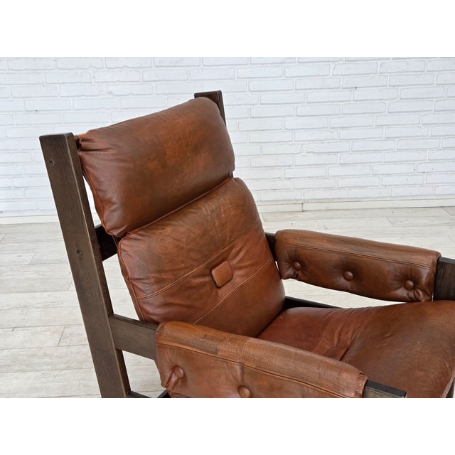 Mid-Century Modern Vintage Scandinavian Lounge Chair in Furniture Leather, 1970s For Sale - Image 3 of 18