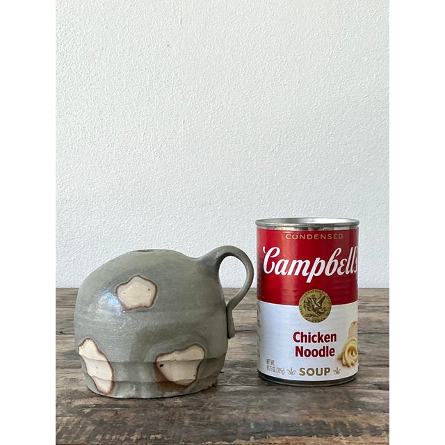 Light Gray Vintage Original Studio Pottery Vase For Sale - Image 8 of 12