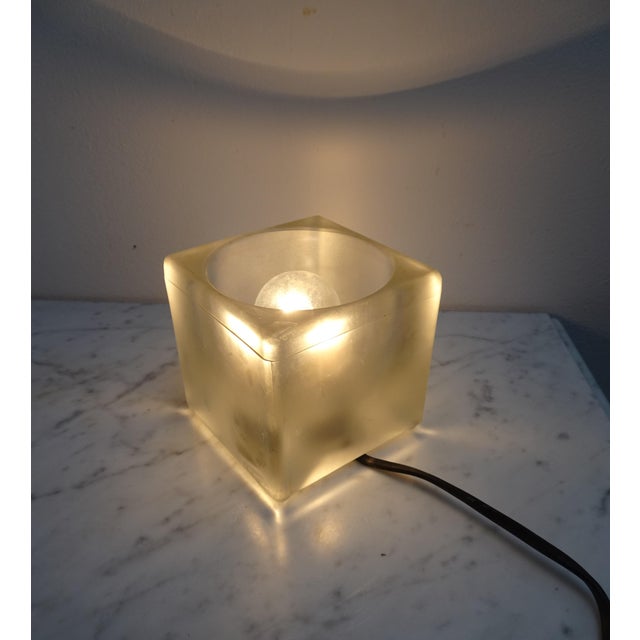 Germany Frosted Glass Cube Table Lamp from Peill & Putzler, 1960s For Sale - Image 10 of 10