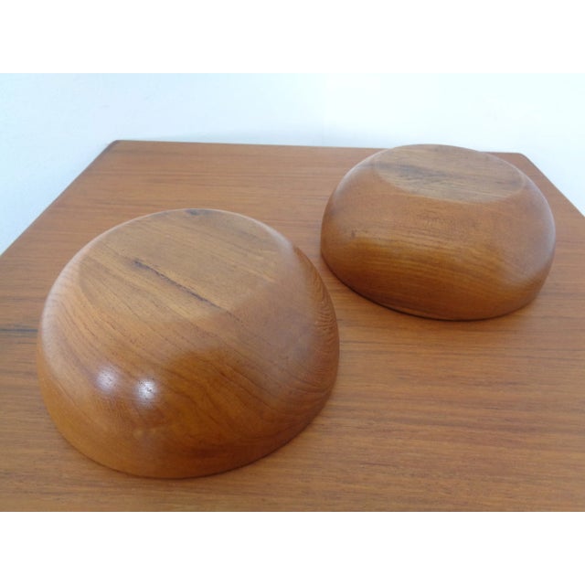 Brown Mid-Century Danish Solid Teak Bowls, 1960s, Set of 2 For Sale - Image 8 of 13