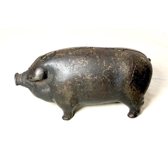 Rare Antique 1920's Original Figural Cast Iron Heavy Pig Piggy Still Bank For Sale In New York - Image 6 of 10