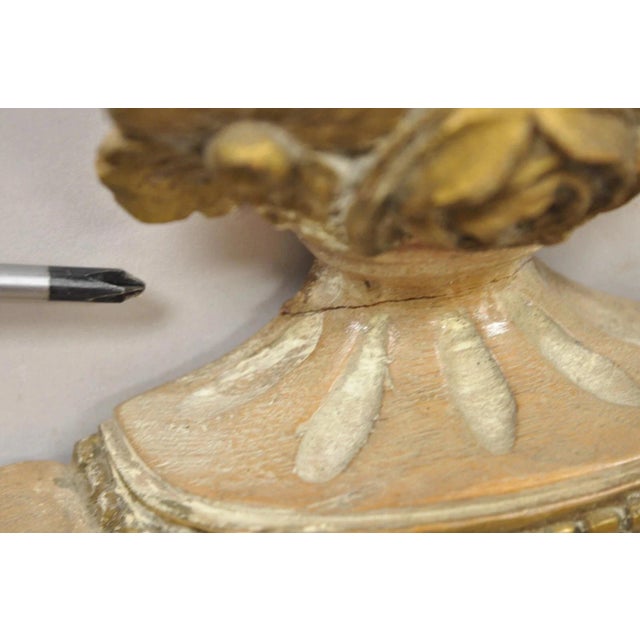 Mid 20th Century Vintage French Country Provincial Louis XV Style Carved Wood Urn Wall Mirror For Sale - Image 5 of 12