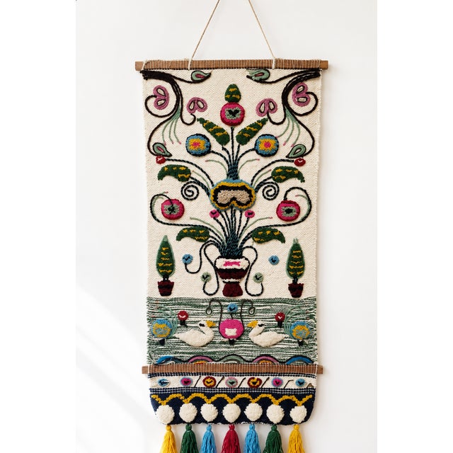Large Mid-Century Scandinavian Studio Textile Wall Hanging Tufted Wool Tapestry, 1970s For Sale - Image 13 of 13