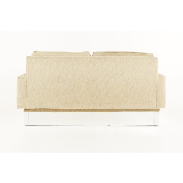 Milo Baughman Style Mid Century Chrome Base Settee Sofa For Sale In Chicago - Image 6 of 10