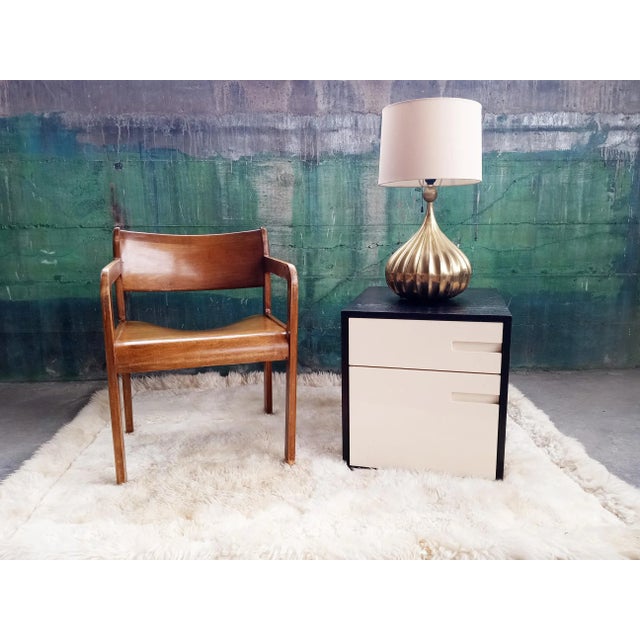 Honoré Daumier 1970s Brutalist Daumiller Style Postmodern Solid Wood Lounge Side Armchair For Sale - Image 4 of 9