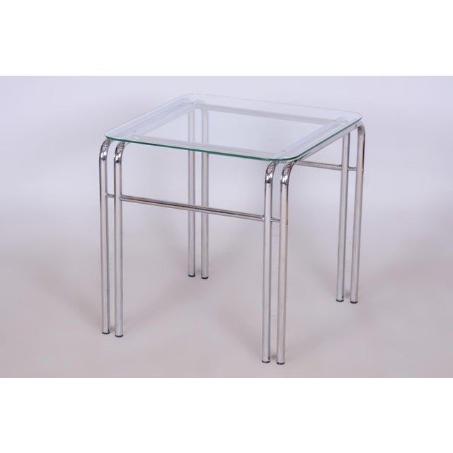 20th Century Seating Set with Table in Chrome & Glass, Slovakia, 1970s, Set of 3 For Sale - Image 4 of 15