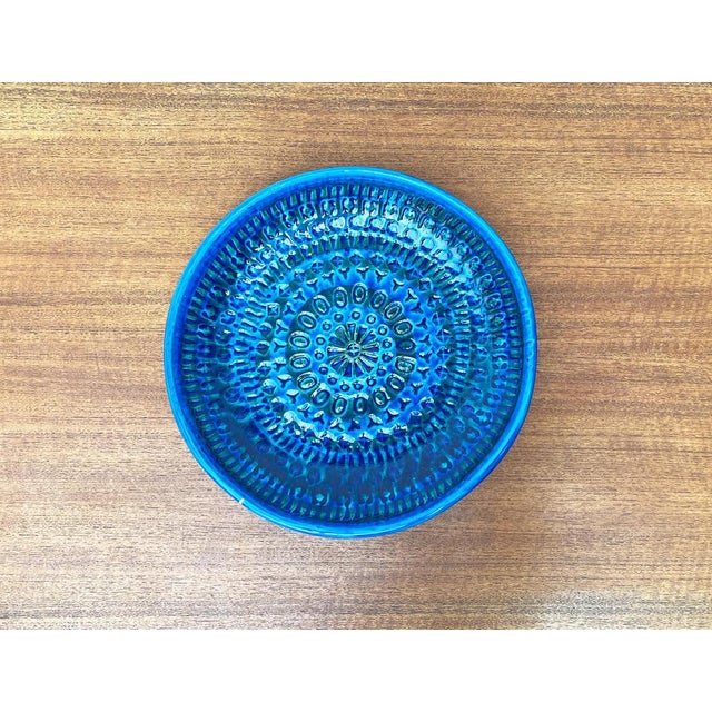 Bitossi Large Mid-Century Italian Rimini Blu Pottery Wall Plate by Aldo Londi for Bitossi, 1960s For Sale - Image 4 of 18
