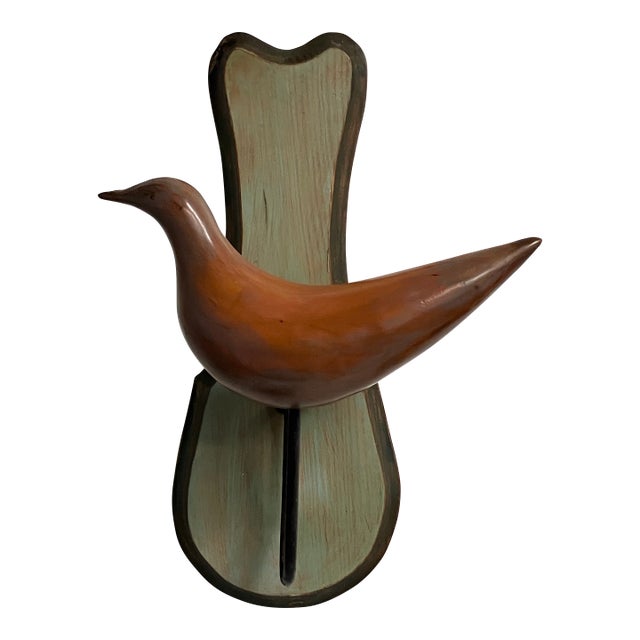 Mid-Century Modern Hand-Carved Wooden Bird Wall Sculpture For Sale