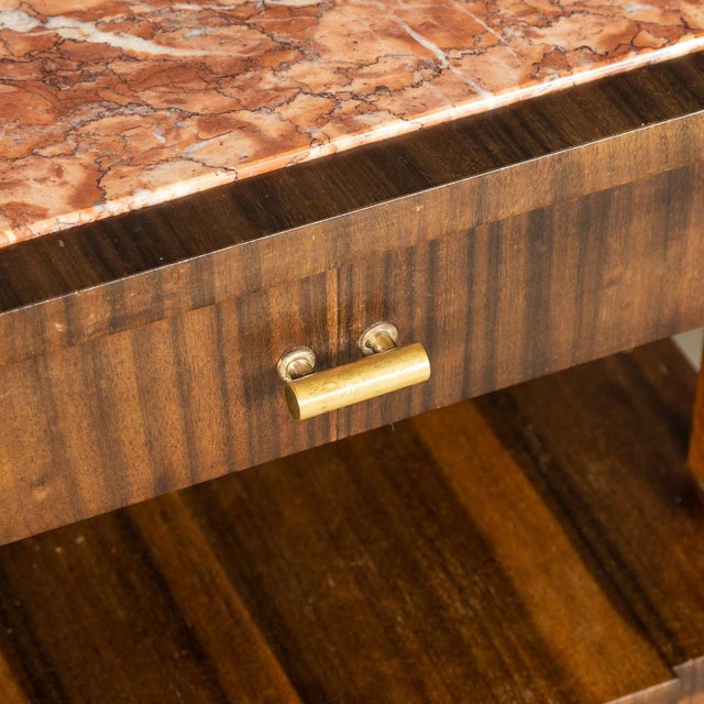 20th Century Italian Kingwood & Marble Bedside Cabinets, 1950s, Set of 2 For Sale - Image 17 of 18