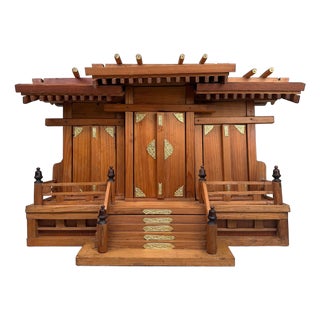 Japanese Kamidana Sanja-Miya Home Shrine Wooden Temple, 1980s For Sale