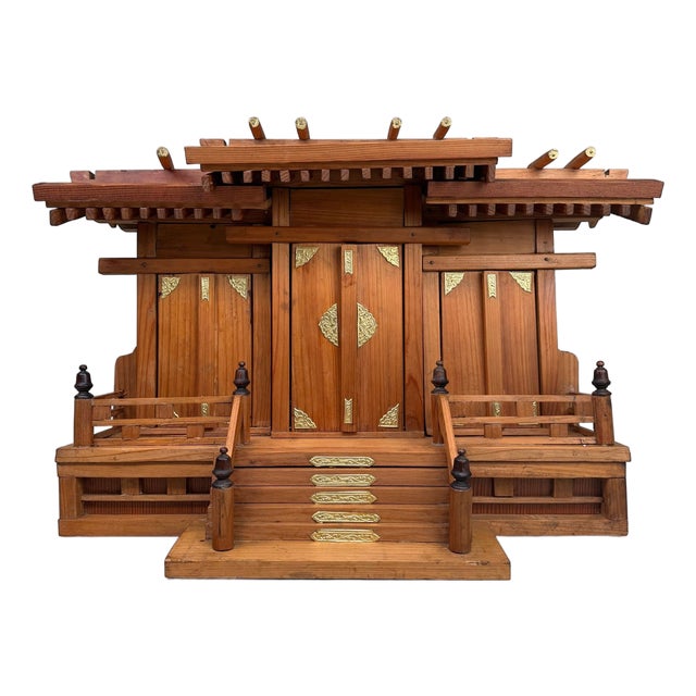 Japanese Kamidana Sanja-Miya Home Shrine Wooden Temple, 1980s For Sale