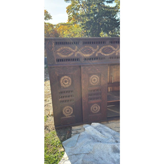 Brown Ornate Carved Wooden French Brittany Cabinet For Sale - Image 8 of 10