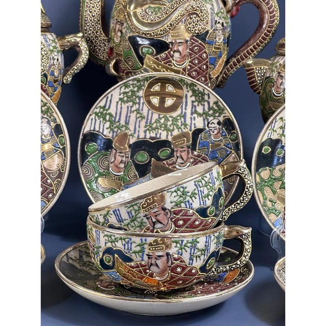1920s Hand-Painted Satsuma Dragon Tea Service from Kinkozan Tsukuru, 1920s, Set of 15 For Sale - Image 5 of 12