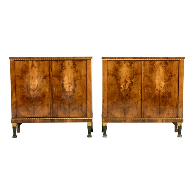 Small 19th Century Italian Walnut Cabinets, Set of 2 For Sale