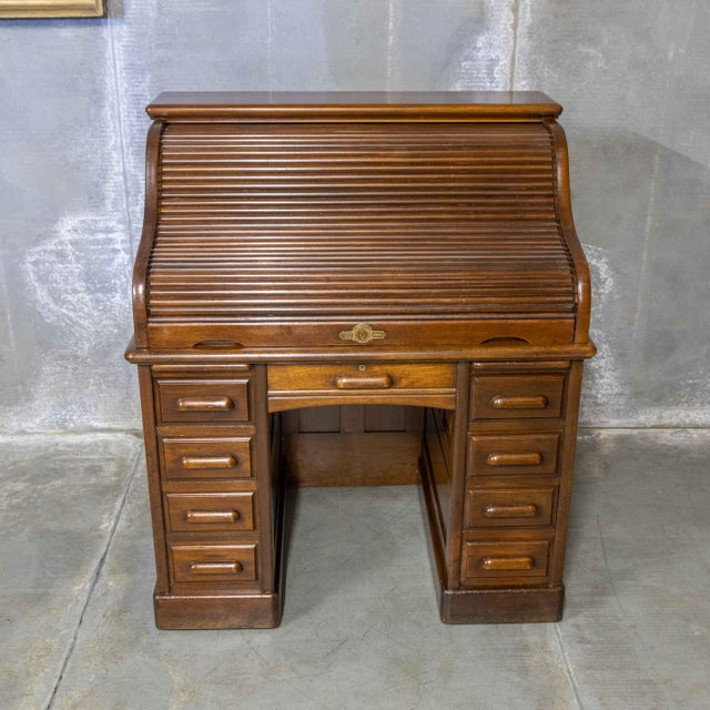 Antique Roll Top Desk, 1890s For Sale - Image 9 of 15