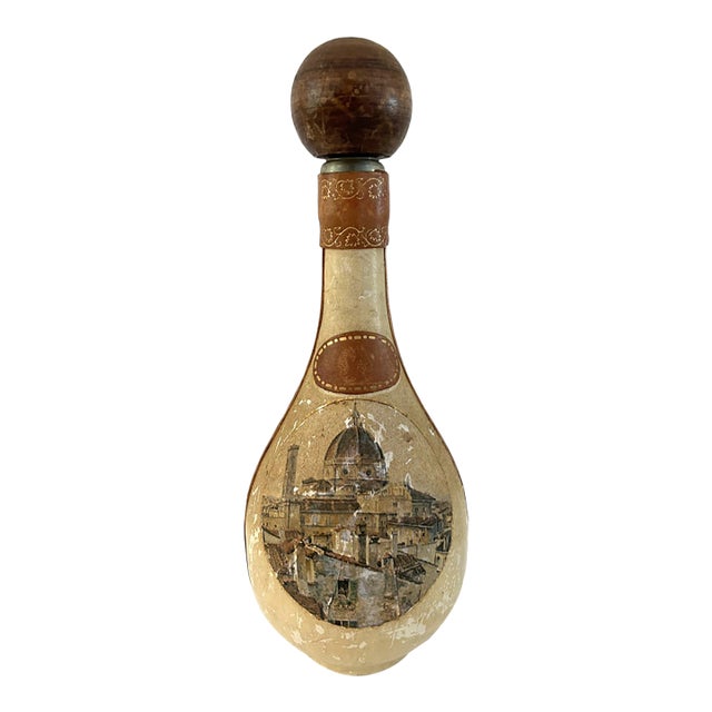 Mid 20th Century Italian Leather Wrapped Glass Decanter For Sale