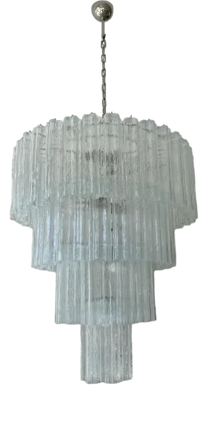 Tubular Clear Murano Glass Chandelier