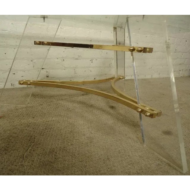 Mid-Century Lucite and Brass Base Coffee Table by Charles Hollis Jones For Sale In New York - Image 6 of 10