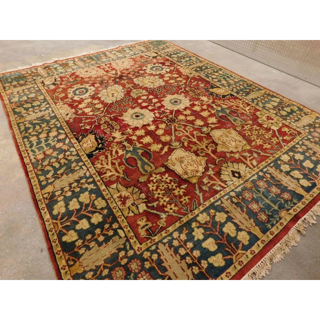 1980s Vintage Indian Agra Rug- 8′ × 10′ For Sale - Image 5 of 13