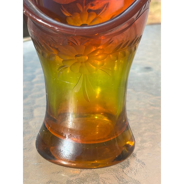 Tiffin Amberina Etched Basket, 1894-1958 For Sale - Image 4 of 6