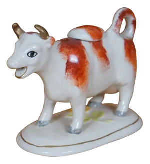 Antique Staffordshire Porcelain Red & White Cow Daisy Creamer Pitcher