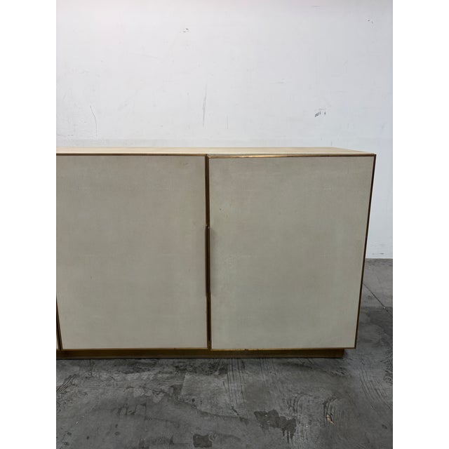 Sand Restoration Hardware Modern Cela Shagreen-Inspired Leather Sideboard Buffet For Sale - Image 8 of 13