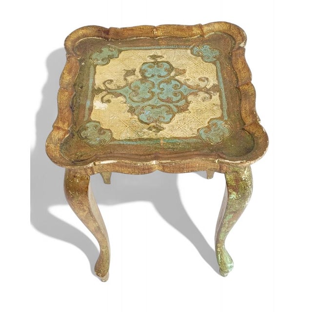 18th Century Florentine Rococo Revival Italian Gilt Accent Side Table, 1950s For Sale - Image 10 of 14