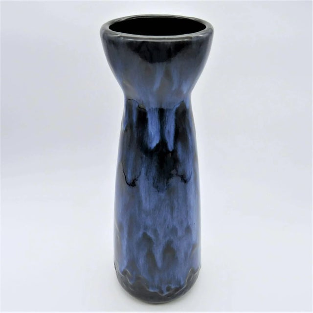 Mid-Century Modern West German Blue Ceramic Vase For Sale - Image 3 of 5