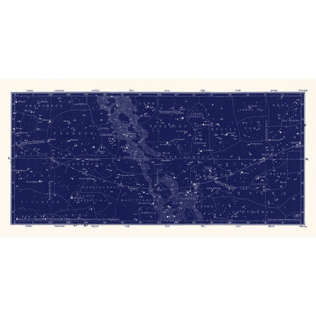 Modern Reproduction Large Star Constellation Map in Navy Blue For Sale - Image 3 of 3