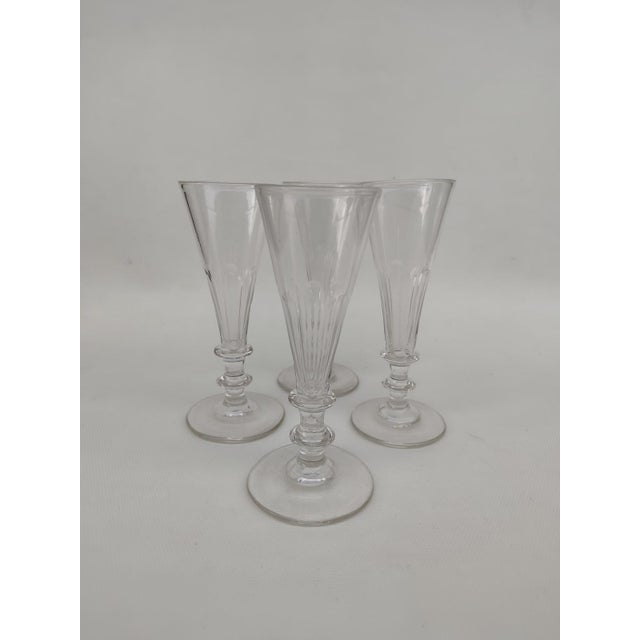 19th Century Glass Champagne Flutes, Set of 4 For Sale - Image 8 of 8