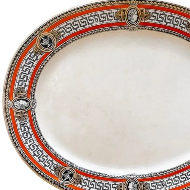 Antique English Staffordshire oval earthenware platter made by The Browhills Pottery Co sometime between 1872 - 1976 in a...