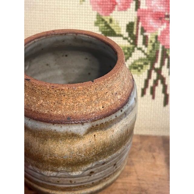 1970s Vintage Signed Studio Pottery Vase With Glaze Details For Sale - Image 4 of 7