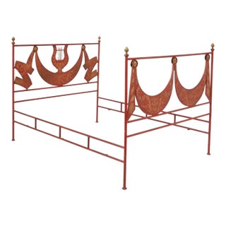 Niermann Weeks Italian/Tole/Empire Discontinued Queen Bed Headboard/Footboard Red For Sale