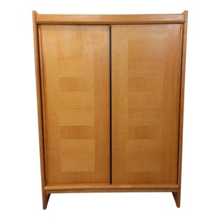 Vintage Oak Wardrobe by Guillerme Et Chambron, 1960s For Sale