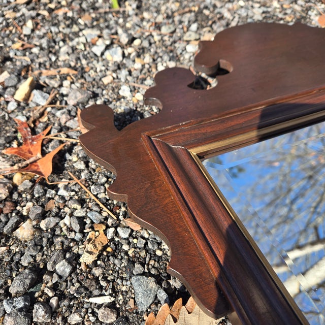 Chippendale Late 20th Century Wooden Chippendale Ethan Allen Wall Hanging Mirror For Sale - Image 3 of 8