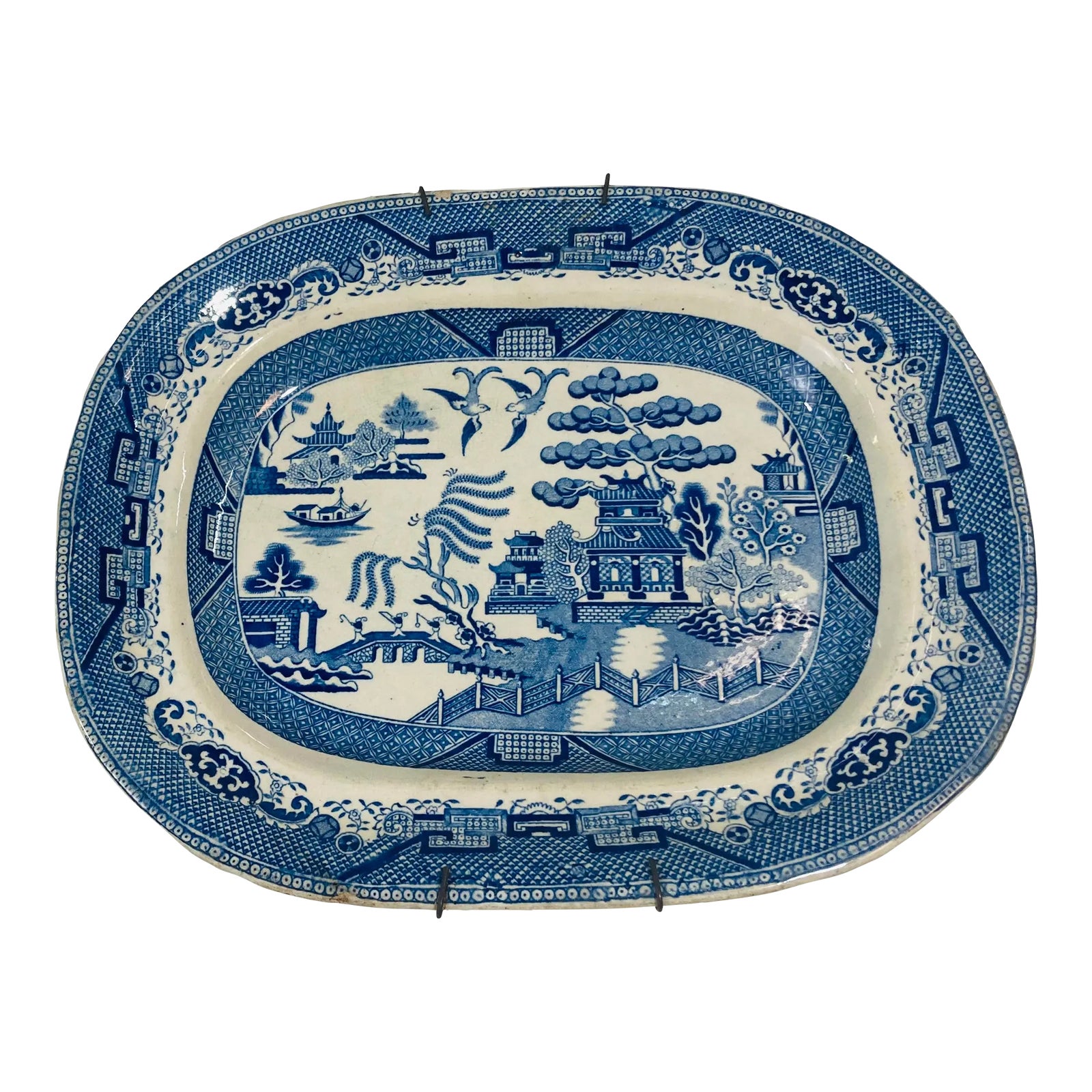 Antique blue willow platter chairish