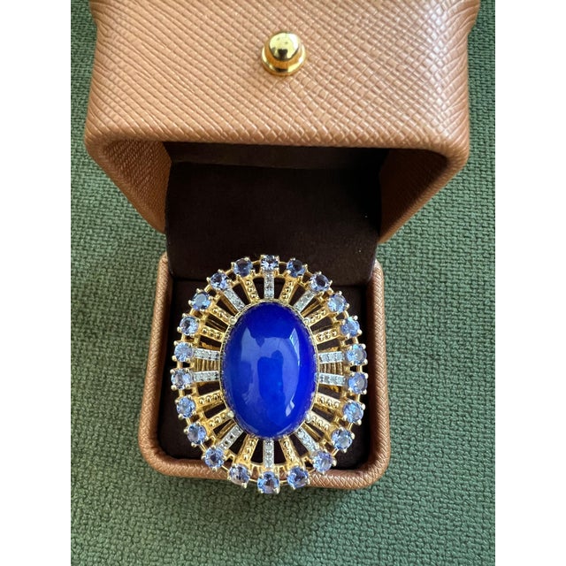 Bochic "Orient" Vintage Diamond, Blue Opal & Tanzanite Ring Set 18K Gold & Silver For Sale - Image 18 of 18