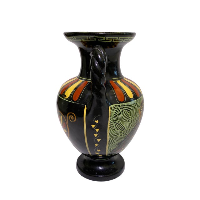 Mid 20th Century Greek Pottery Black Urn With Twisted Handles For Sale In Phoenix - Image 6 of 10