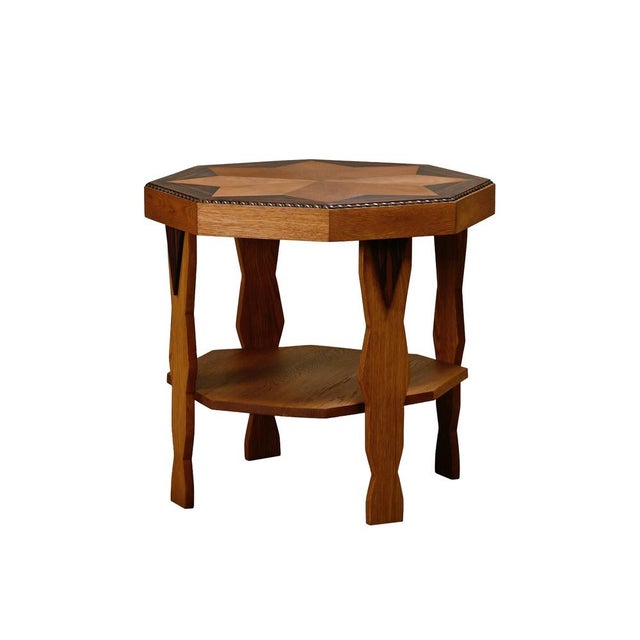 Dutch Amsterdam School Art Deco Side Table in Oak, 1930s For Sale - Image 14 of 14